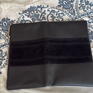 Elegant Black velvet appliqué  zippered  Clutch